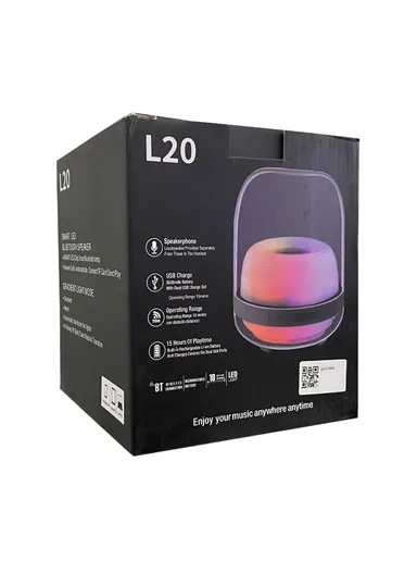 5W 3600mah 360° Portable Flashing Colorful Light Wireless Bluetooth Speaker L20 - Black
