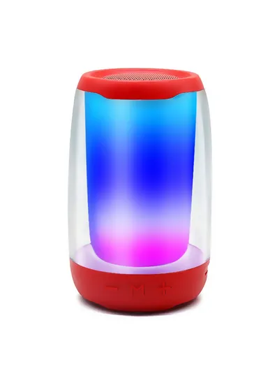 5W 800mAh 360° Portable RGB Flashing Colorful Light TWS Bluetooth Speaker P4mini (D8 x H12.5)cm - Red