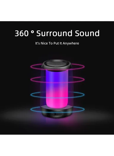 5W 800mAh 360° Portable RGB Flashing Colorful Light TWS Bluetooth Speaker P4mini (D8 x H12.5)cm - Red