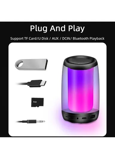 5W 800mAh 360° Portable RGB Flashing Colorful Light TWS Bluetooth Speaker P4mini (D8 x H12.5)cm - Red