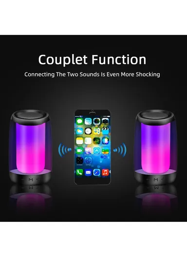 5W 800mAh 360° Portable RGB Flashing Colorful Light TWS Bluetooth Speaker P4mini (D8 x H12.5)cm - Red