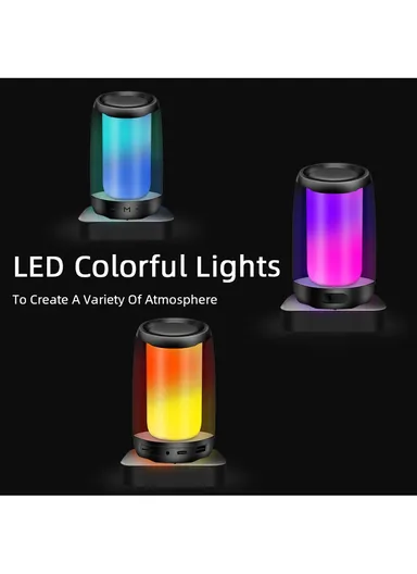 5W 800mAh 360° Portable RGB Flashing Colorful Light TWS Bluetooth Speaker P4mini (D8 x H12.5)cm - Red