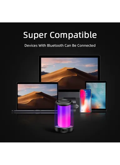 5W 800mAh 360° Portable RGB Flashing Colorful Light TWS Bluetooth Speaker P4mini (D8 x H12.5)cm - Blue