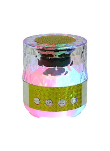 5W 500mAh Portable Flashing Colorful Light Wireless Bluetooth Speaker S-18 (D9 x H10)cm - Yellow
