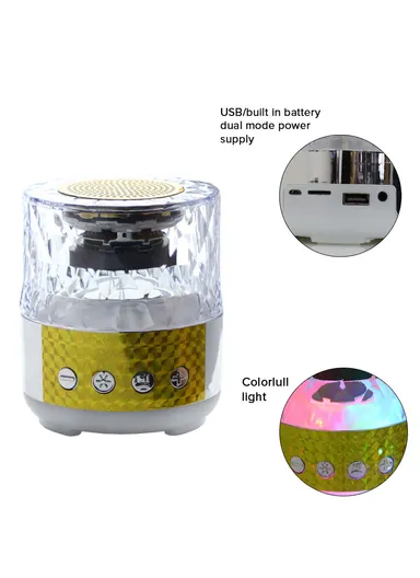 5W 500mAh Portable Flashing Colorful Light Wireless Bluetooth Speaker S-18 (D9 x H10)cm - Yellow
