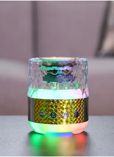 5W 500mAh Portable Flashing Colorful Light Wireless Bluetooth Speaker S-18 (D9 x H10)cm - Yellow