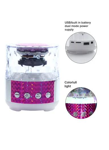 5W 500mAh Portable Flashing Colorful Light Wireless Bluetooth Speaker S-18 (D9 x H10)cm -PurPle