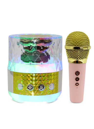 10W 1200mah Portable Flashing Colorful Light Wireless Bluetooth Speaker With Microphone S-28 (D6 x H15)cm -Yellow