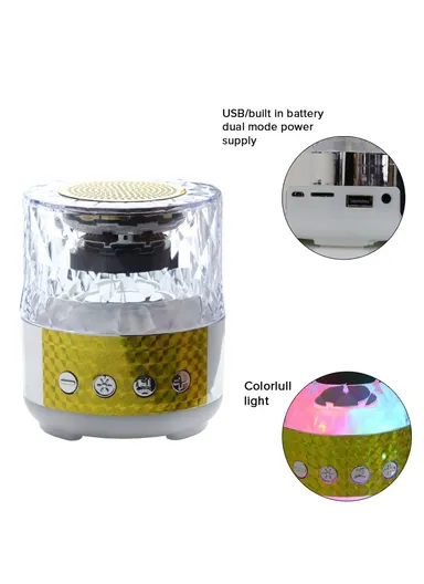 10W 1200mah Portable Flashing Colorful Light Wireless Bluetooth Speaker With Microphone S-28 (D6 x H15)cm -Yellow