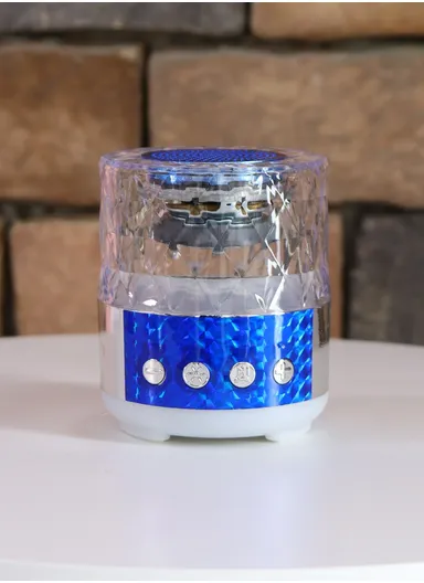 10W 1200mah Portable Flashing Colorful Light Wireless Bluetooth Speaker With Microphone S-28 (D6 x H15)cm -Blue