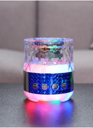 10W 1200mah Portable Flashing Colorful Light Wireless Bluetooth Speaker With Microphone S-28 (D6 x H15)cm -Blue