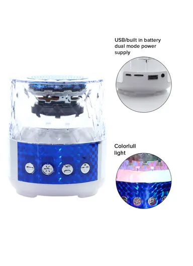 10W 1200mah Portable Flashing Colorful Light Wireless Bluetooth Speaker With Microphone S-28 (D6 x H15)cm -Blue