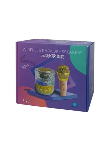 10W 1200mah Portable Flashing Colorful Light Wireless Bluetooth Speaker With Microphone S-28 (D6 x H15)cm -Blue