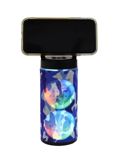 4W 500mAh Portable Flashing Colorful Light Wireless Bluetooth Speaker 125RGB (D7 x H17)cm-Blue