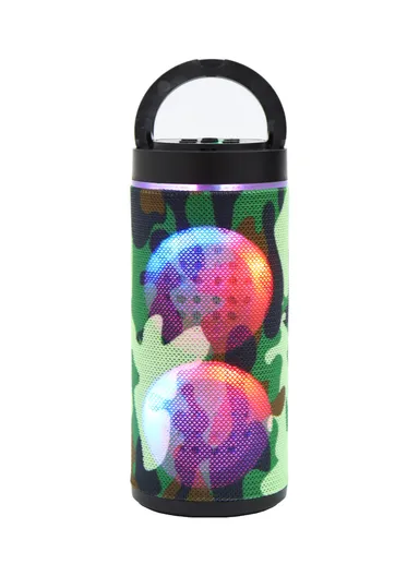 4W 500mAh Portable Flashing Colorful Light Bluetooth Wireless Speaker 125RGB (D7 x H17)cm-Green