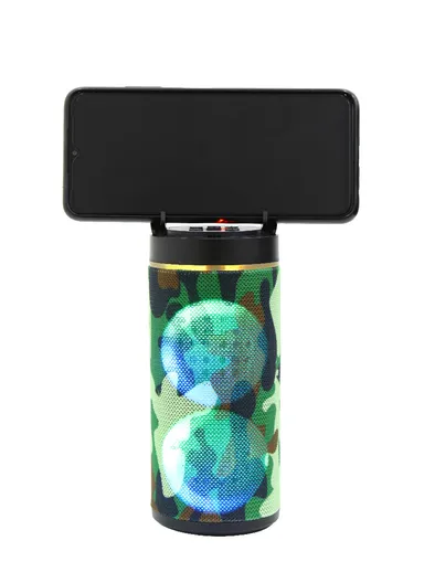 4W 500mAh Portable Flashing Colorful Light Bluetooth Wireless Speaker 125RGB (D7 x H17)cm-Green