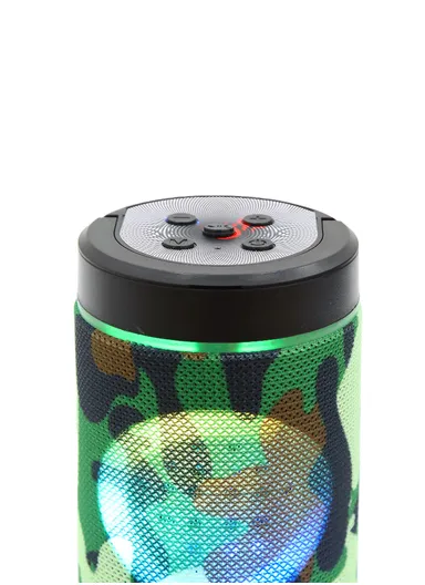 4W 500mAh Portable Flashing Colorful Light Bluetooth Wireless Speaker 125RGB (D7 x H17)cm-Green