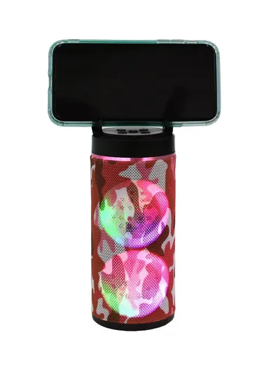 4W 500mAh Portable Flashing Colorful Light  Bluetooth Wireless Speaker 125RGB (D7 x H17)cm-Red