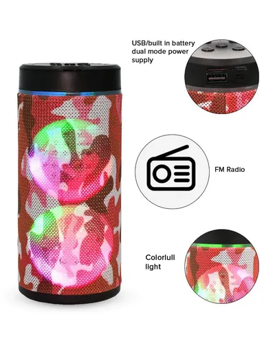 4W 500mAh Portable Flashing Colorful Light  Bluetooth Wireless Speaker 125RGB (D7 x H17)cm-Red