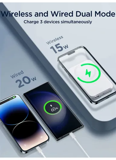 10000mAh PD20W Fast Charging Mini MagSafe Wireless Magnetic Power Bank JR-W020 - Black