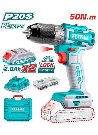 20V Brushless Cordless Drill With 2Pcs 2.0Ah Battery Pack &amp; Charger TDLI20508