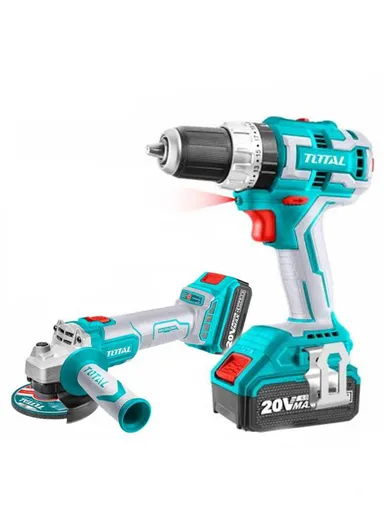 2Pcs 20V Lithium-ion Brushless Impact Drill &amp; Angle Grinder Combo Kit TCKLI6015