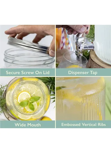 5.5L Glass Beverage Dispenser Jug with Iron Frame &amp; Spigot Set (D20 x H38)cm