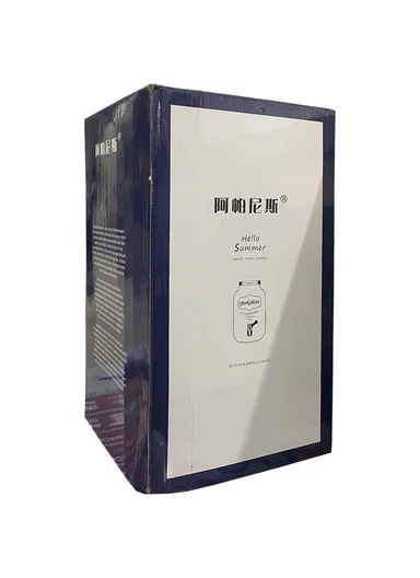 4LGlass Beverage Dispenser Jug with Iron Frame &amp; Spigot Set (L18 x W9 x H34)cm