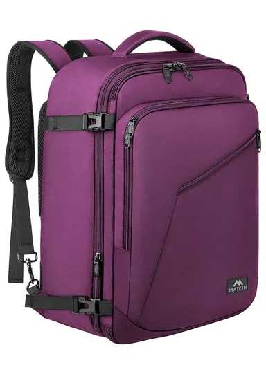Waterproof Expandable Laptop Backpack, Large Carry-On Travel &amp; School Backpack 1159 - Purple