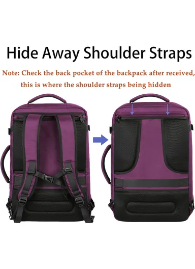 Waterproof Expandable Laptop Backpack, Large Carry-On Travel &amp; School Backpack 1159 - Purple