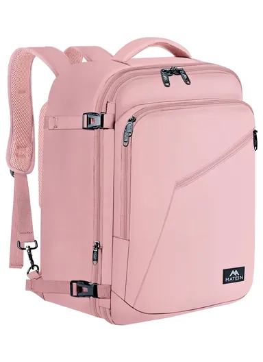 Waterproof Expandable Laptop Backpack, Large Carry-On Travel &amp; School Backpack 1159 - Pink