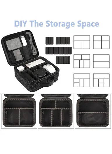 Large Capacity Cable Organizer Bag, Shockproof Dust-Resistant Electronic Accessories Storage Bag - Black