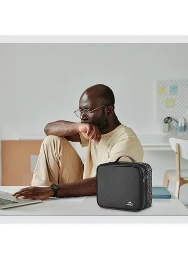 Large Capacity Cable Organizer Bag, Shockproof Dust-Resistant Electronic Accessories Storage Bag - Black