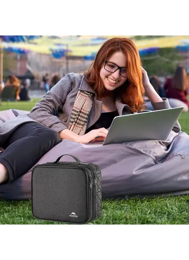 Large Capacity Cable Organizer Bag, Shockproof Dust-Resistant Electronic Accessories Storage Bag - Black