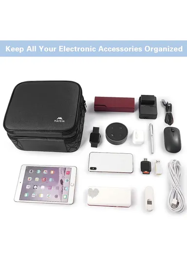 Large Capacity Cable Organizer Bag, Shockproof Dust-Resistant Electronic Accessories Storage Bag - Black