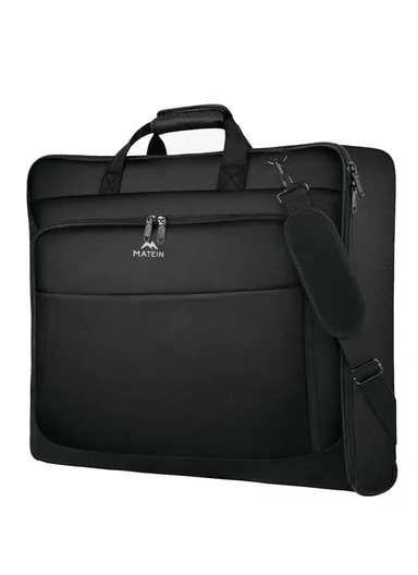 Large Capacity Travel Garment Bag with Shoulder Strap for Business - Black