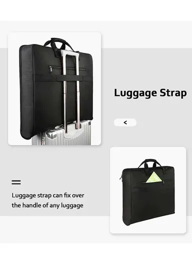 Large Capacity Travel Garment Bag with Shoulder Strap for Business - Black
