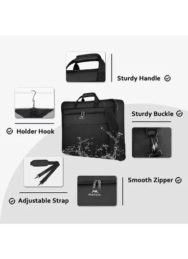 Large Capacity Travel Garment Bag with Shoulder Strap for Business - Black