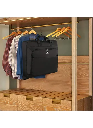 Large Capacity Travel Garment Bag with Shoulder Strap for Business - Black