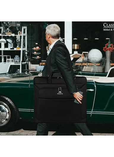Large Capacity Travel Garment Bag with Shoulder Strap for Business - Black
