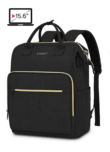 15.6" Fashion Travel Laptop Backpack With USB Charging Port - Black