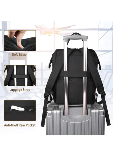 15.6" Fashion Travel Laptop Backpack With USB Charging Port - Black