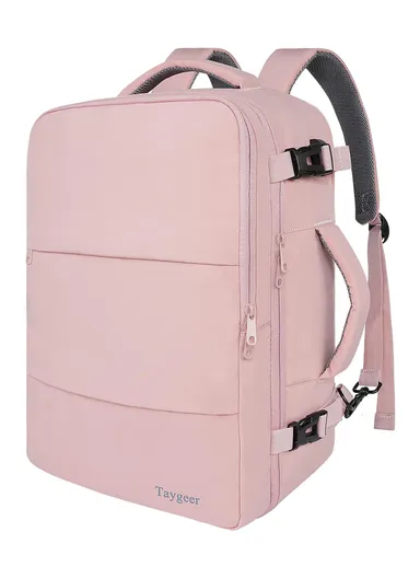 17" Waterproof Travel Backpack With USB Charge For Outdoor Sports - Pink