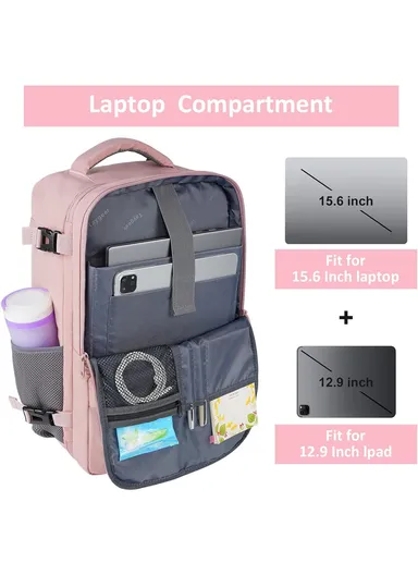 17" Waterproof Travel Backpack With USB Charge For Outdoor Sports - Pink