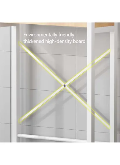 2-Shelves Multifunctional Over Washing Machine Bathroom Organizer for Space Saving Z-02 (W69 x D30 x H148)cm - White