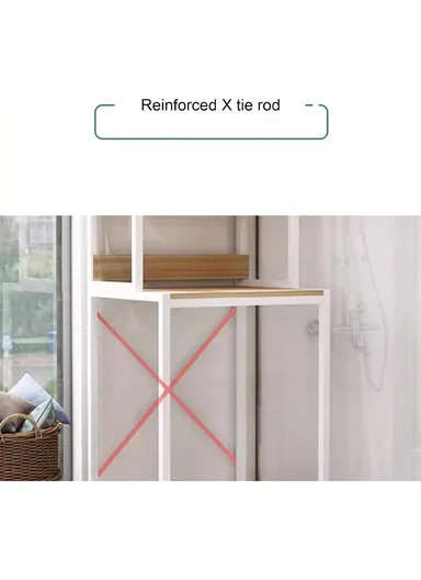 3-Layer Shelf Over The Washing Machine Bathroom Space Saving Organizer Rack, with Clothes Hanging Rod Z-09 (W69 x D60 x H183.5)cm- White