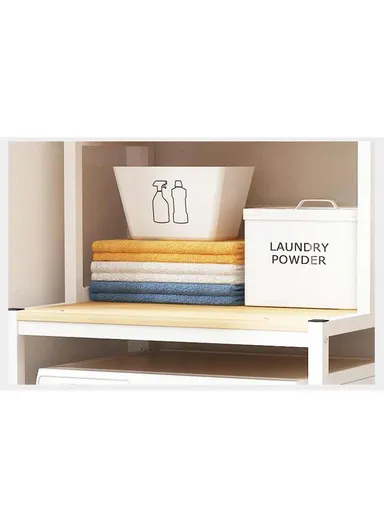 3-Layer Shelf Over The Washing Machine Bathroom Space Saving Organizer Rack, with Clothes Hanging Rod Z-09 (W69 x D60 x H183.5)cm- White