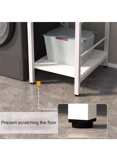 4-Layer Storage Rack Shelf Above Load Washing Machine with Wooden Shelves (W110 x D35 x H134)cm