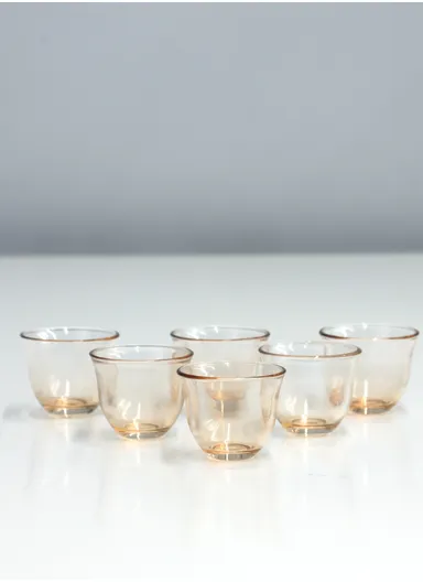 6Pcs 60ml Elegant Round Glass Moonlight Cups Suitable For Beverages HB-2319 - Green