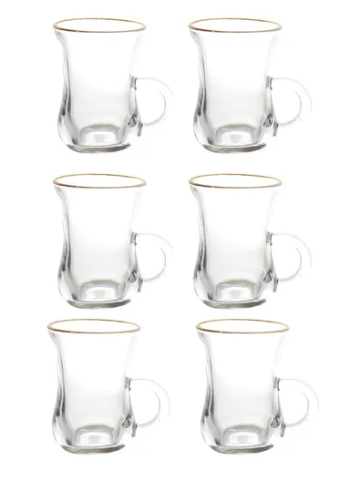 6Pcs 90ml Glass Cups Set With Comfortable Grip HB-2341
